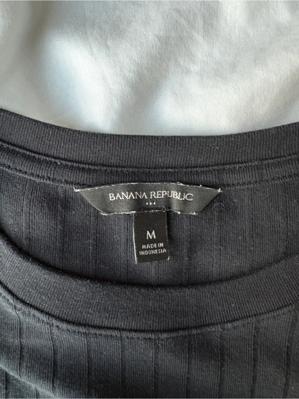 Banana Republic Black Ribbed Short Sleeve Top